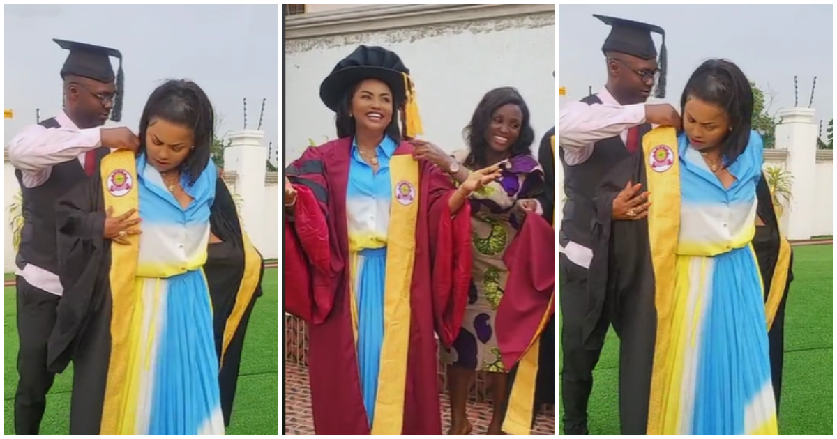 Nana Ama McBrown: Actress shares graduation video of his brother and acts like a graduate
