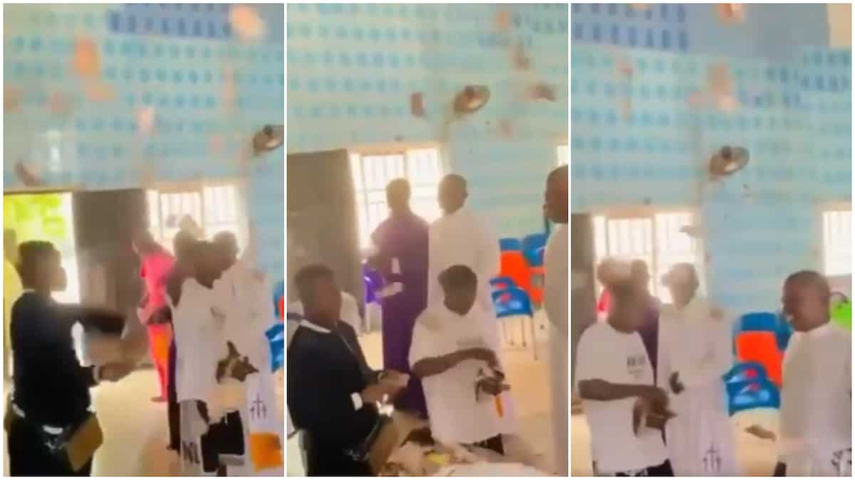 Young men spray money on pastors in church, dishes new notes into offering basket, video goes viral