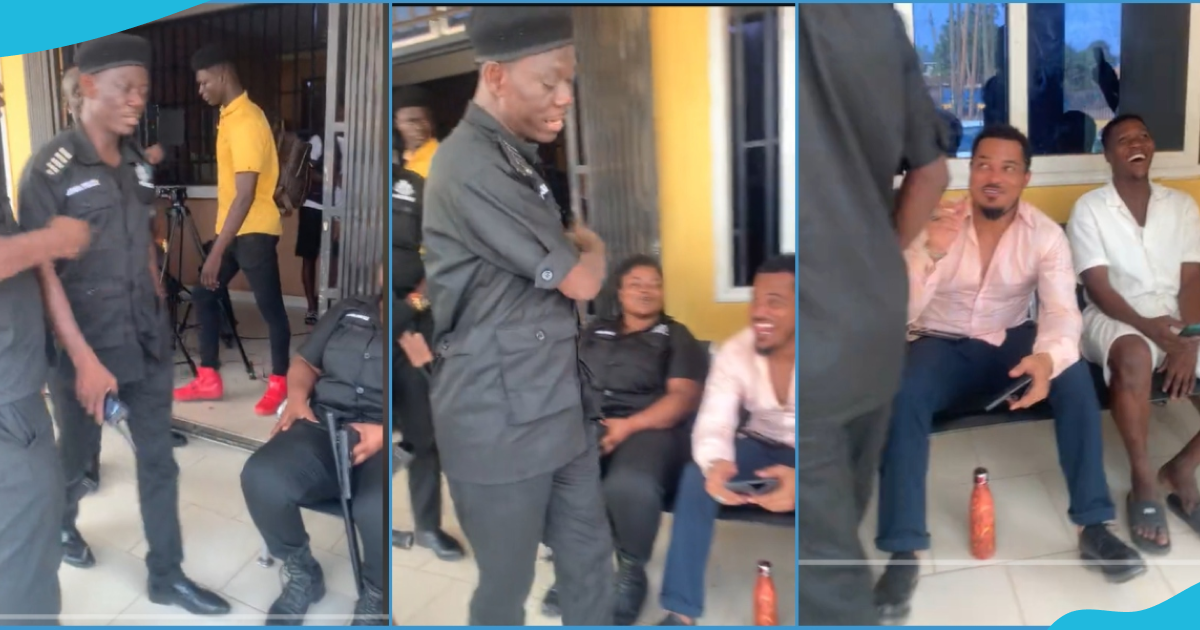 Agya Koo rocks police uniform attempts to "arrest" Van Vicker in funny video