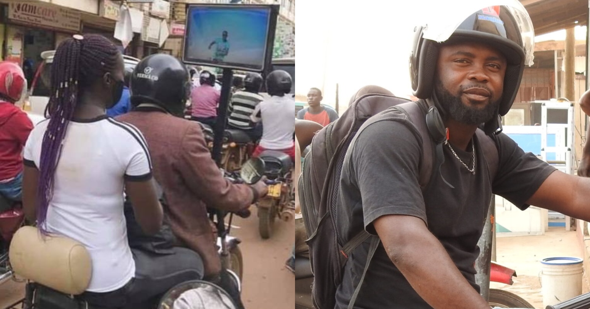 Okada man fixes flatscreen TV on bike for passengers to watch while riding