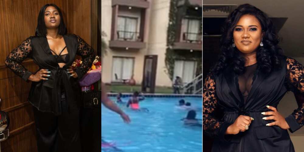 Abena Korkor causes a 'storm' as she shows off her beauty in wild swimming pool video