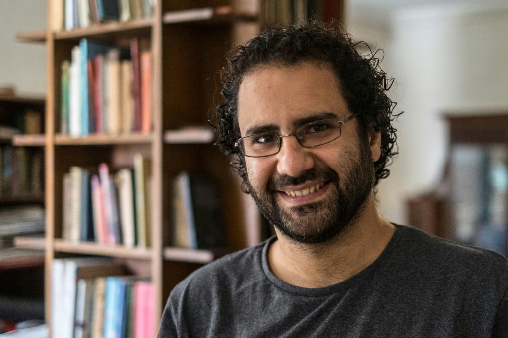 Egyptian activist Alaa Abdel Fattah, now in jail and on a hunger and water strike, pictured on May 17, 2019 at his home in Cairo