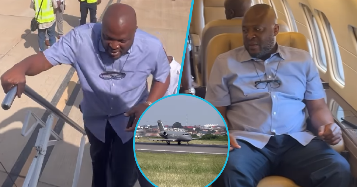 Ibrahim Mahama: Video shows billionaire jetting out of Ghana in his private jet, peeps react