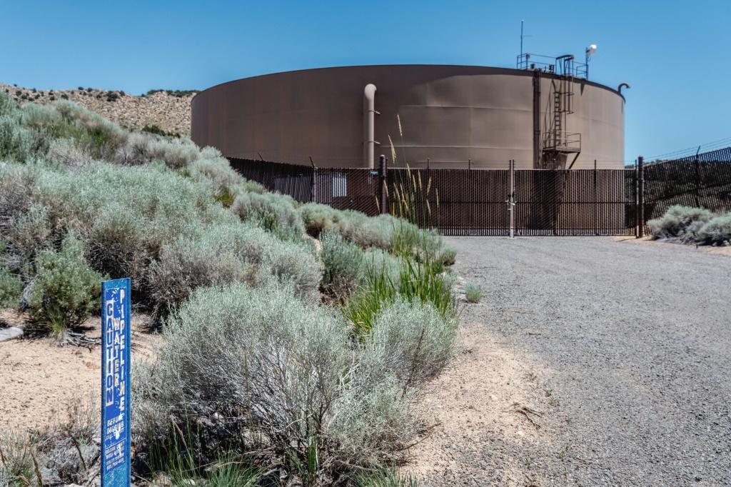 The Vidler water pipe terminus is seen in Lemmon Valley, Nevada in June 2023