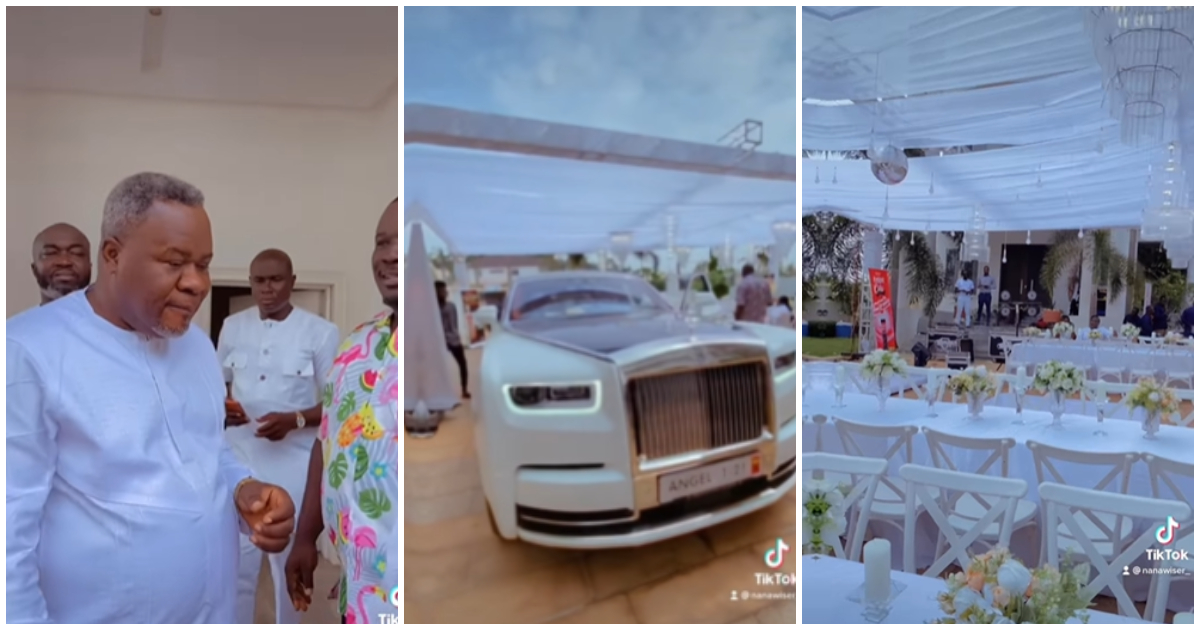 Kwaku Oteng throws lavish party and flaunts Rolls Royce in his mansion for his birthday celebration