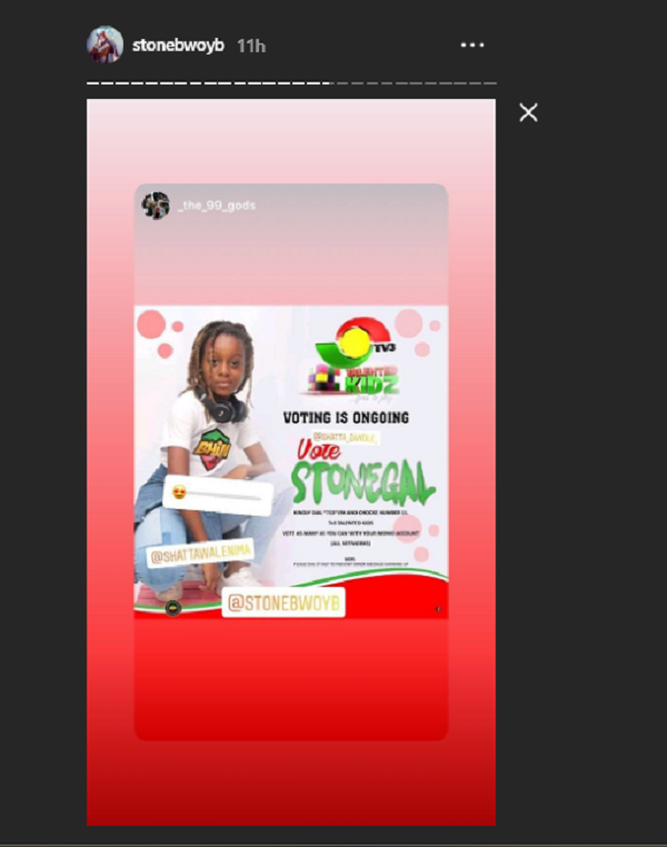 Stonebwoy campaigns for votes for Stonegirl in Talented Kids competition