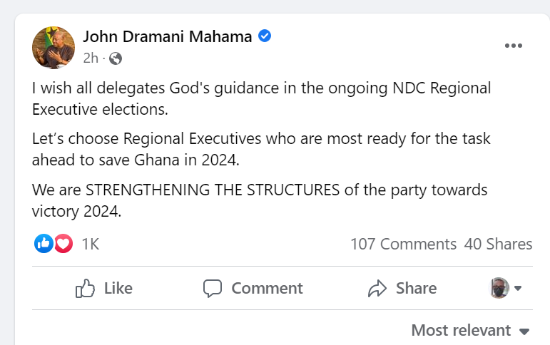 Mahama sends out well wishes to delegates as party goes to the polls.