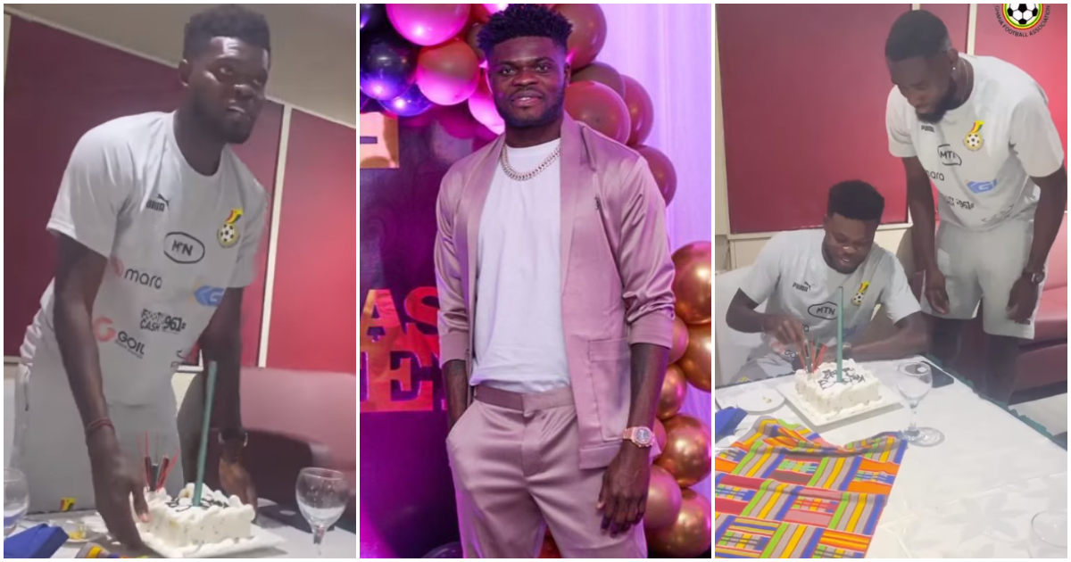 Thomas Partey cuts b'day cake in video as he clocks 30, pretty ladies gush: "The love is deep"