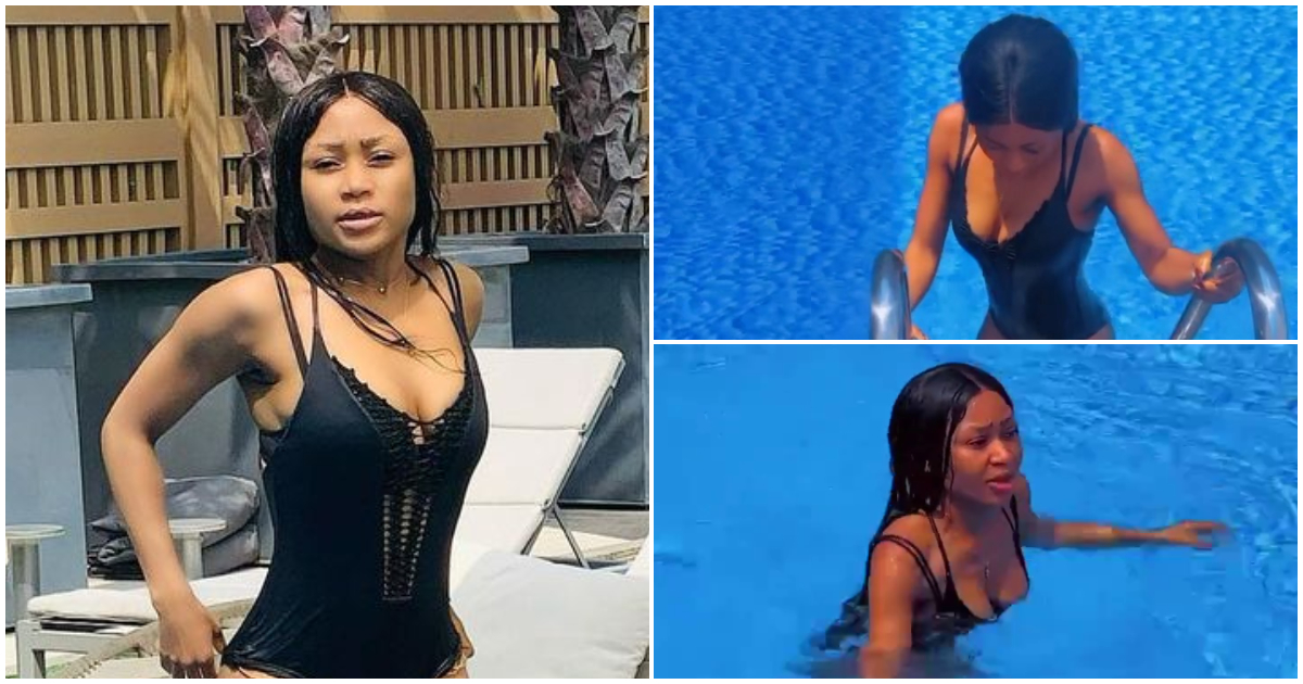 Akuapem Poloo flaunts fine legs in a onesie, cracks ribs as she tries to swim in a pool