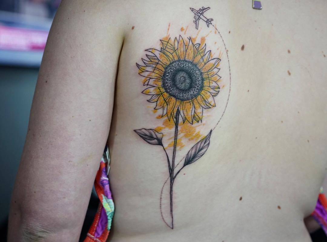 Sunflower tattoo by Ilaria Tattoo Art | Photo 28275
