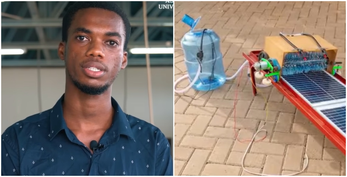Brilliant Ashesi student makes self-cleaning solar panel device to eliminate risk in climbing