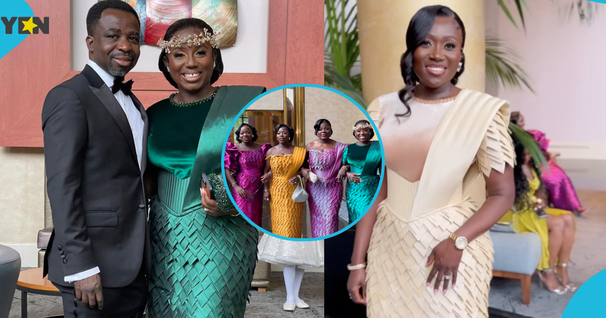 Diana Hamilton and her beautiful sisters stun in colourful gowns at their brother's white wedding in US