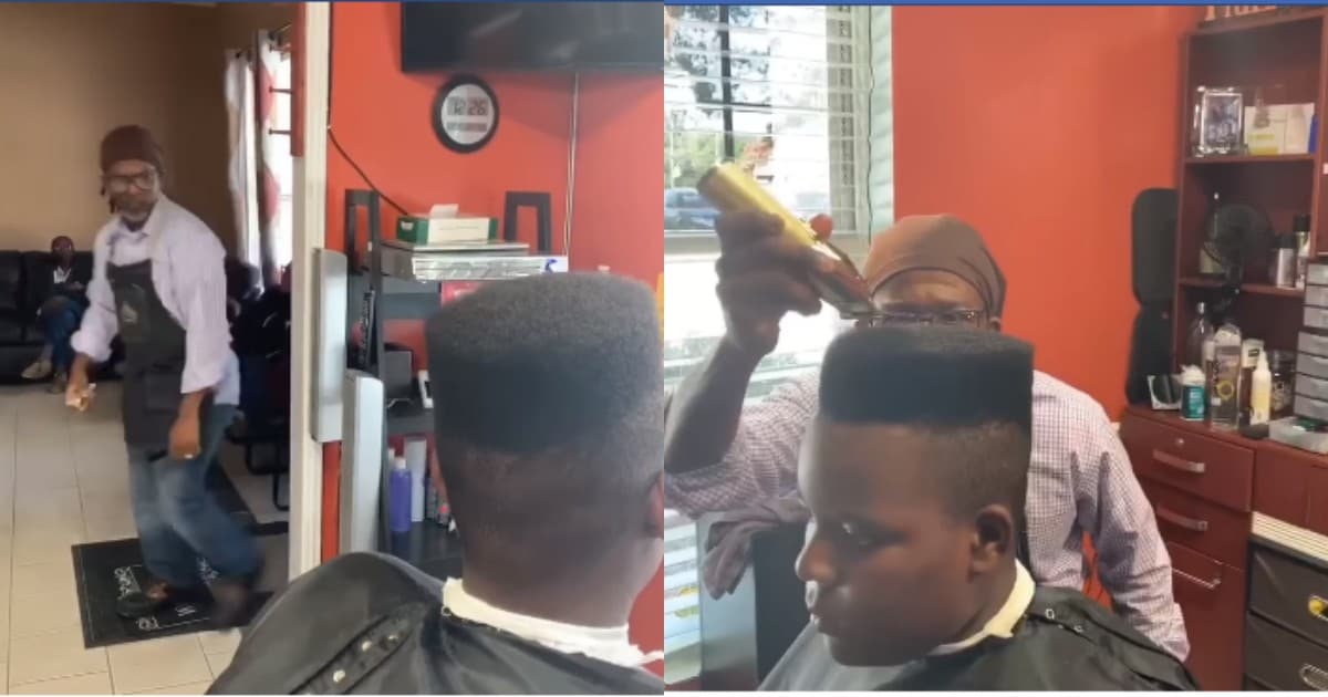 Hilarious video of barber showing prowess while shaving a client goes viral