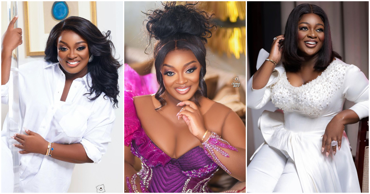 Jackie Appiah: Ghanaian actress marks 39th birthday with new fashion sense; shows cleavage in a elegant dress