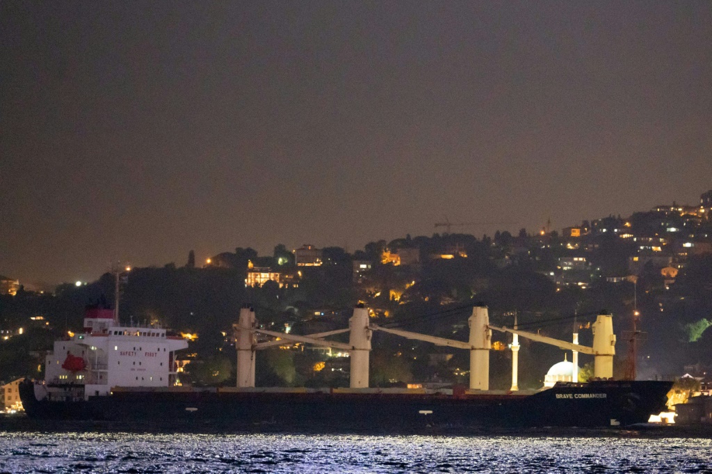 The Brave Commander passed through the Bosphorus Strait in Istanbul on its way to Djibouti