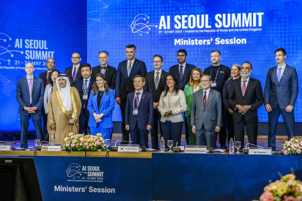 Attendees at the Ministers' Session of the AI Seoul Summit, where some of the world's biggest tech companies pledged to guard against the dangers of artificial intelligence