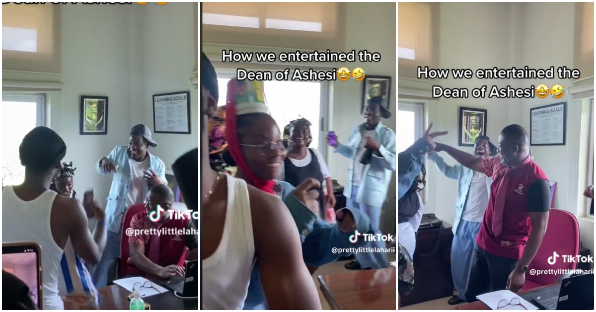 Ashesi University students storm office of dean Abdul Mahdi to perform TikTok dance with him while he worked