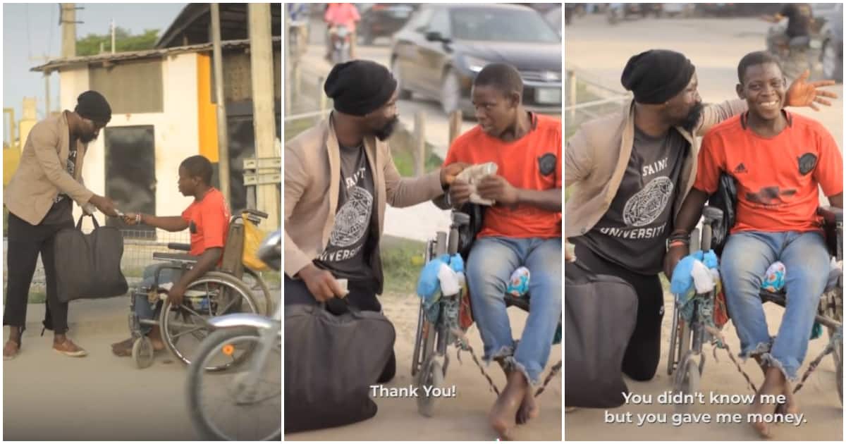 Beggar in Wheelchair Surprised with GH₵1,800 by Man he Had Helped With GH₵2