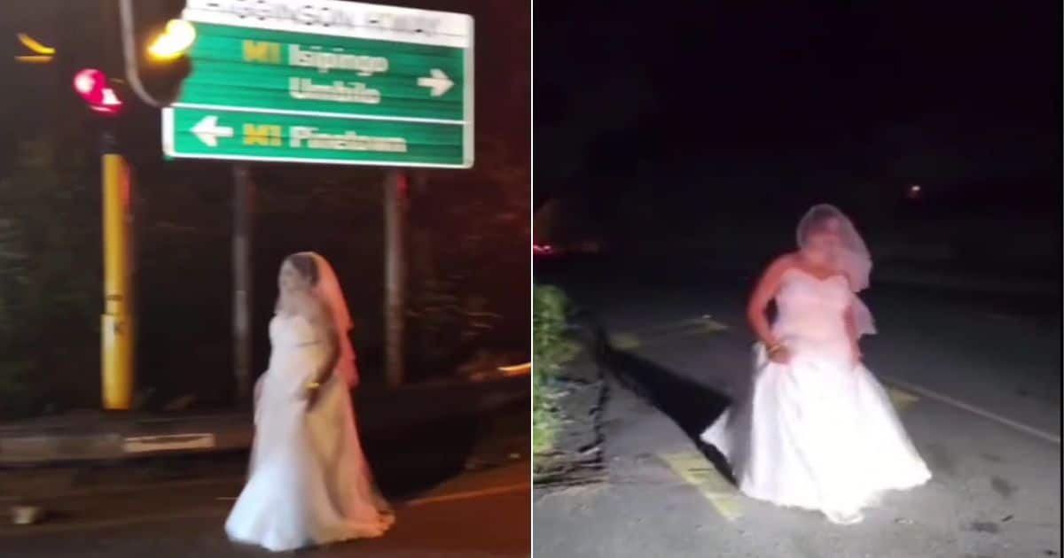 Mysterious bride on the road