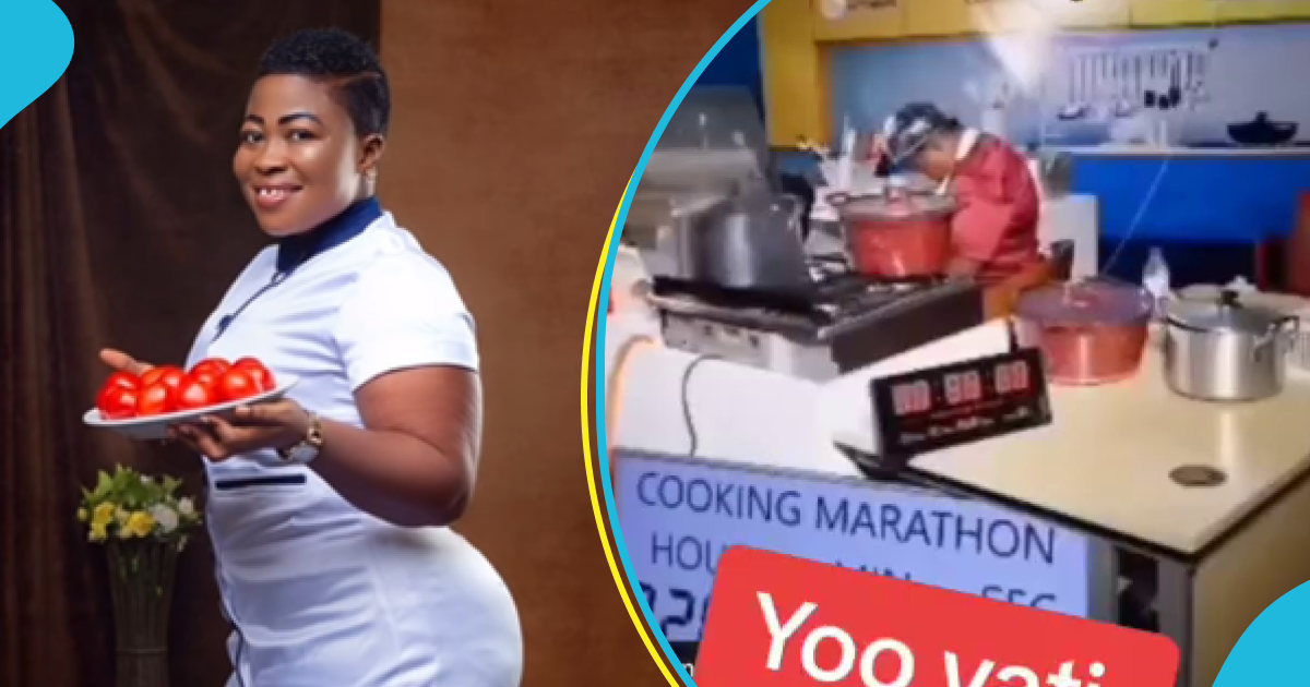 Chef Kwartemaa falls into deep sleep while her food overheats on the stove during her GWR cook-a-thon attempt