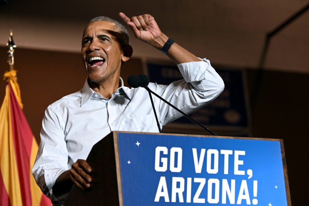 Former US president Barack Obama makes campaign stop in Pennsylvania on November 2, 2022