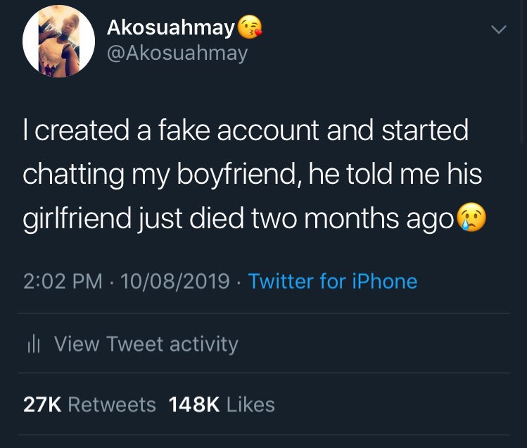Ghanaian nurse creates fake account to test boyfriend’s fidelity; receives unpleasant answer
