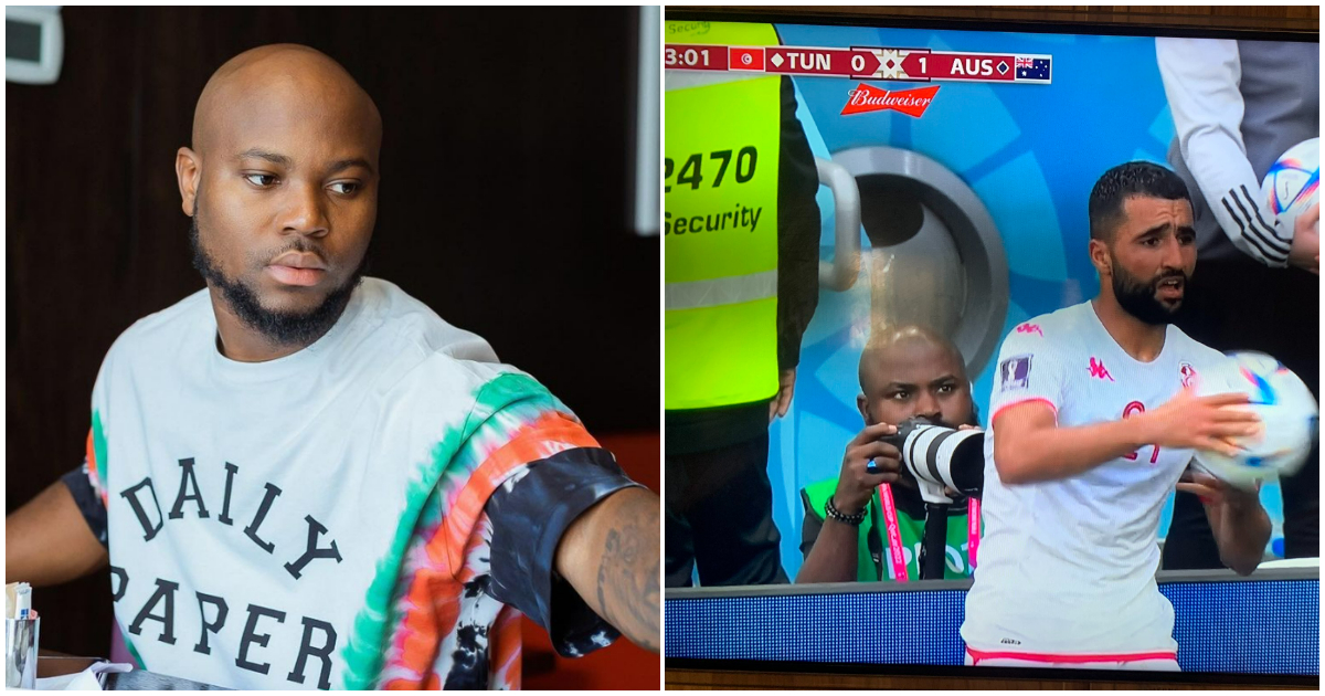 King Promise's lookalike spotted as a cameraman at World Cup in Qatar, viral photo sparks reactions