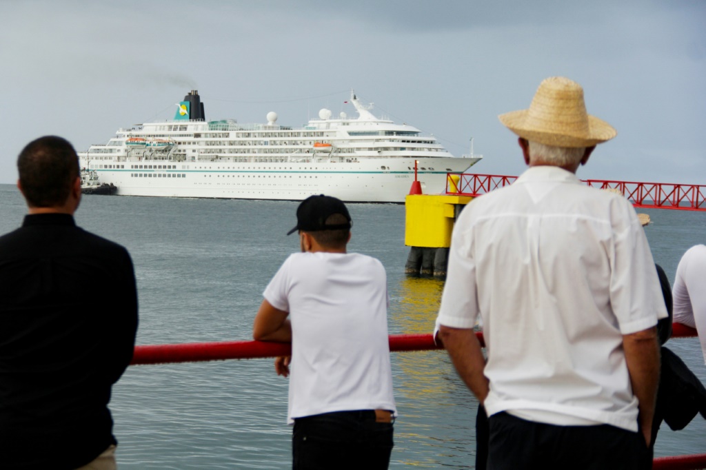The Amadea cruise ship leaves Venezuela's Isla Margarita bound for Bonaire and Aruba