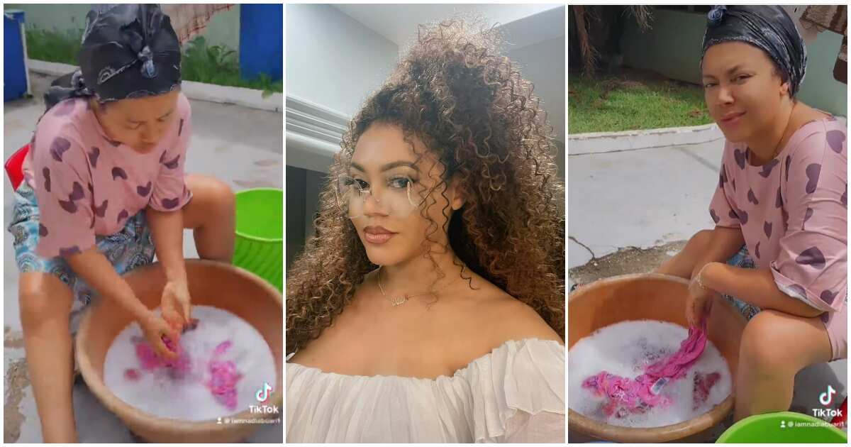 Nadia Buari Washes Clothes The Local Way Using Hands, Video Causes Stir