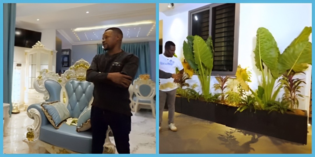 Ghanaian man brags about nine houses, decorates one with GH¢95k customised flowers: "They are all mine"