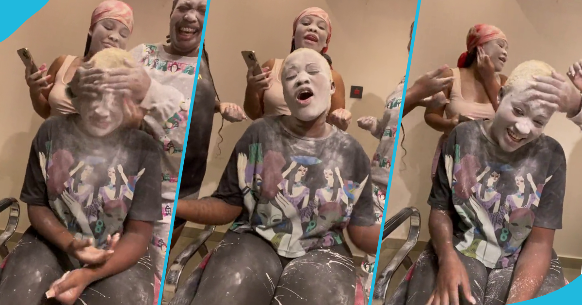 Fella Makafui's friends slap her face with powder as she failed to finish the lyrics to a song, video