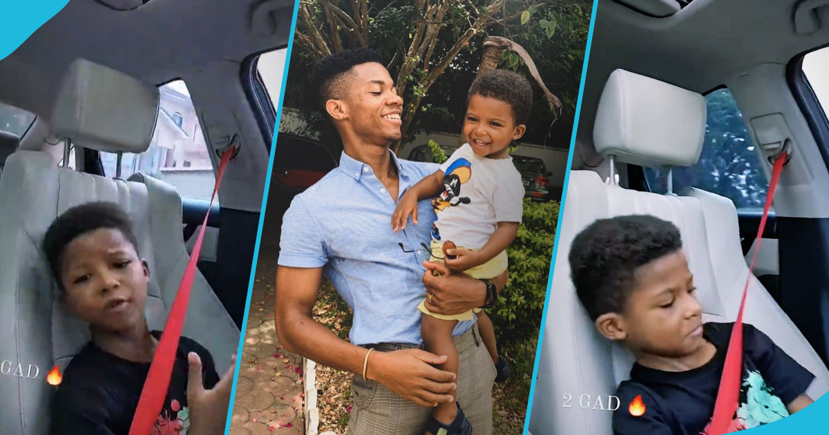 KiDi's son Zane dances and sings to his hit song Likor during a car ride, lovely video warms hearts: "Dad's number one fan"