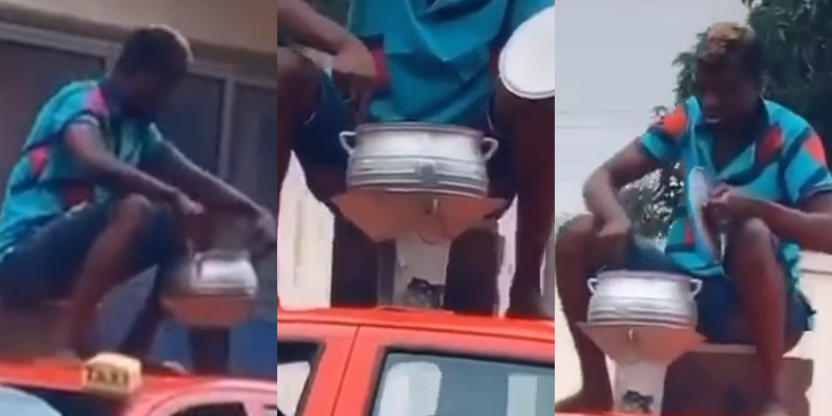 Wahala no dey finish: Video of young man cooking on moving taxi pops up; causes massive stir