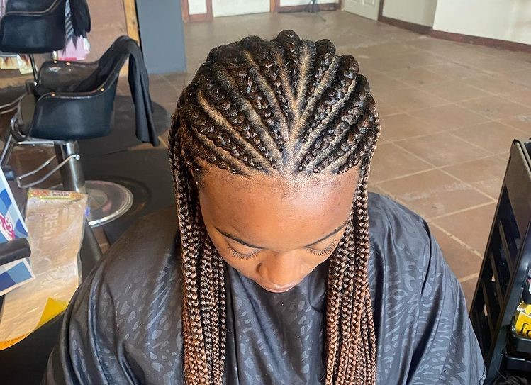 middle part feed-in braids