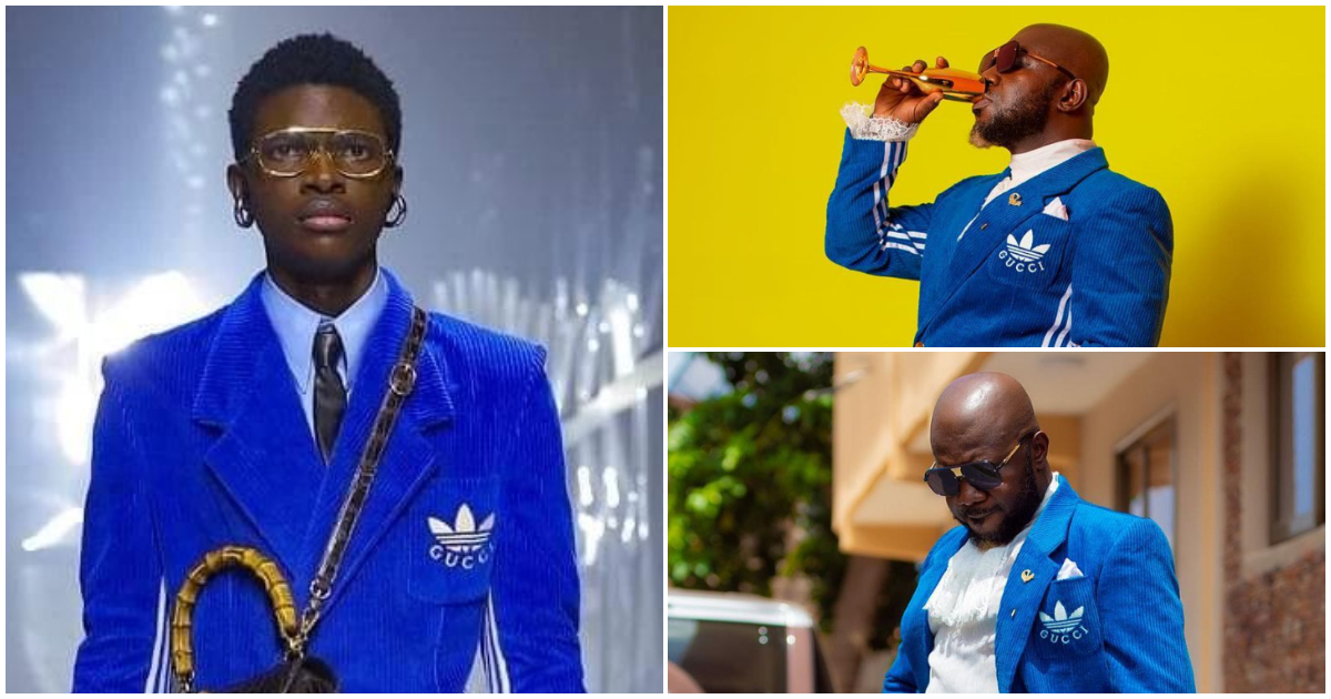 Ghanaian style icon Osebo looks classy in a GH¢35,500 Gucci & Adidas suit, netizens react