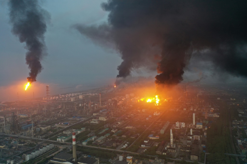 Multiple fires at a petrochemical plant in Shanghai have killed at least one person