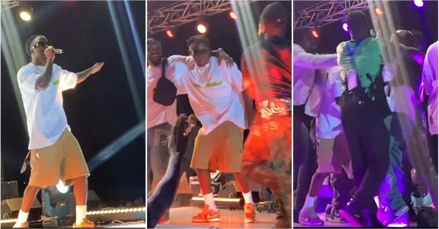 Stonebwoy: Mr Drew Protects Dancehall Star As Man Rushes Him On Stage; Video Gets Peeps Talking