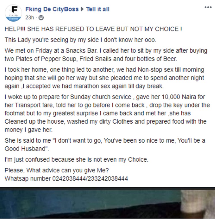I don't want to go - Lady who met man at a bar takes full residence at his house