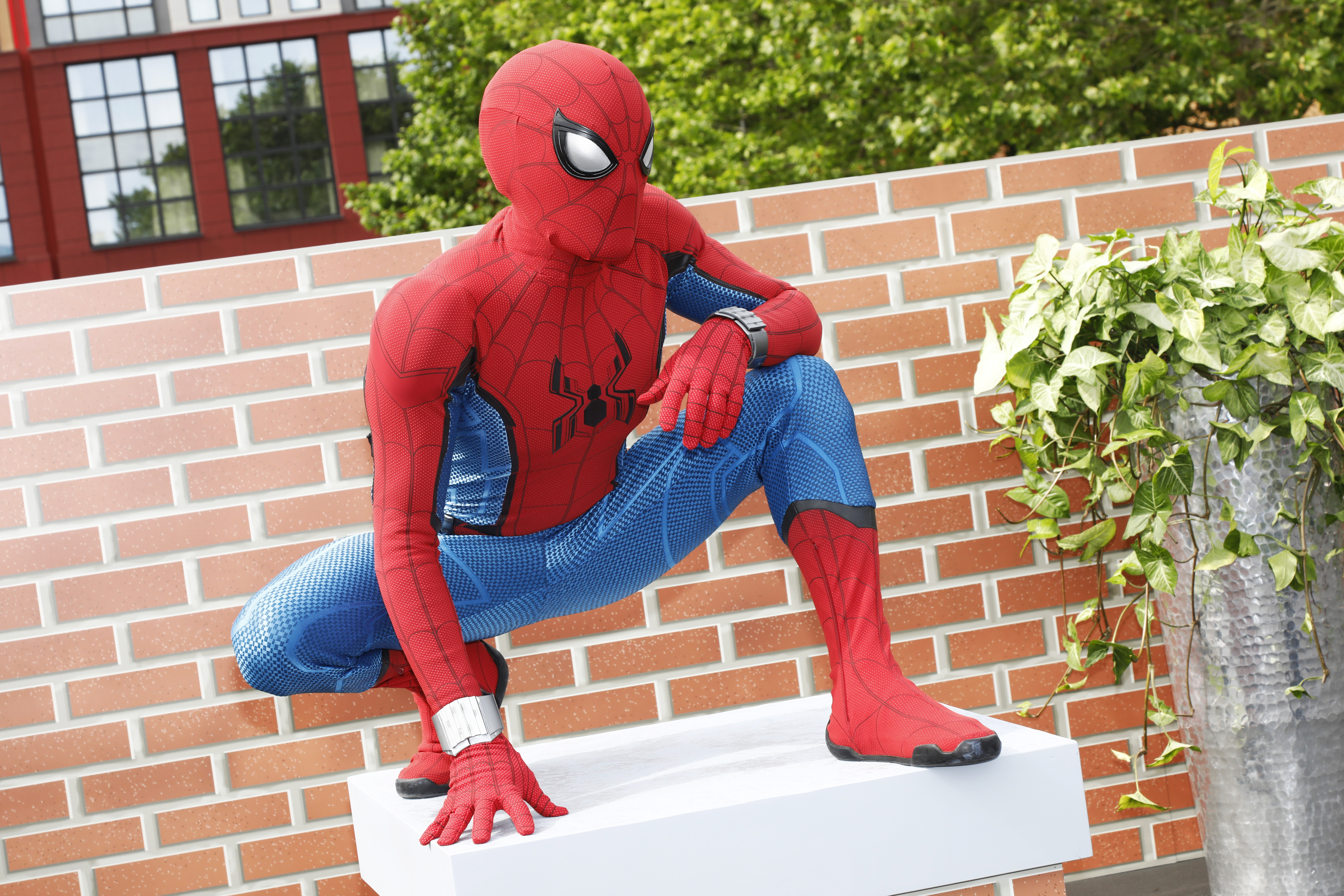 Spider-Man attends "The Art Of Marvel" Disney's Hotel New York opening on 26 June 2021 in Paris, France