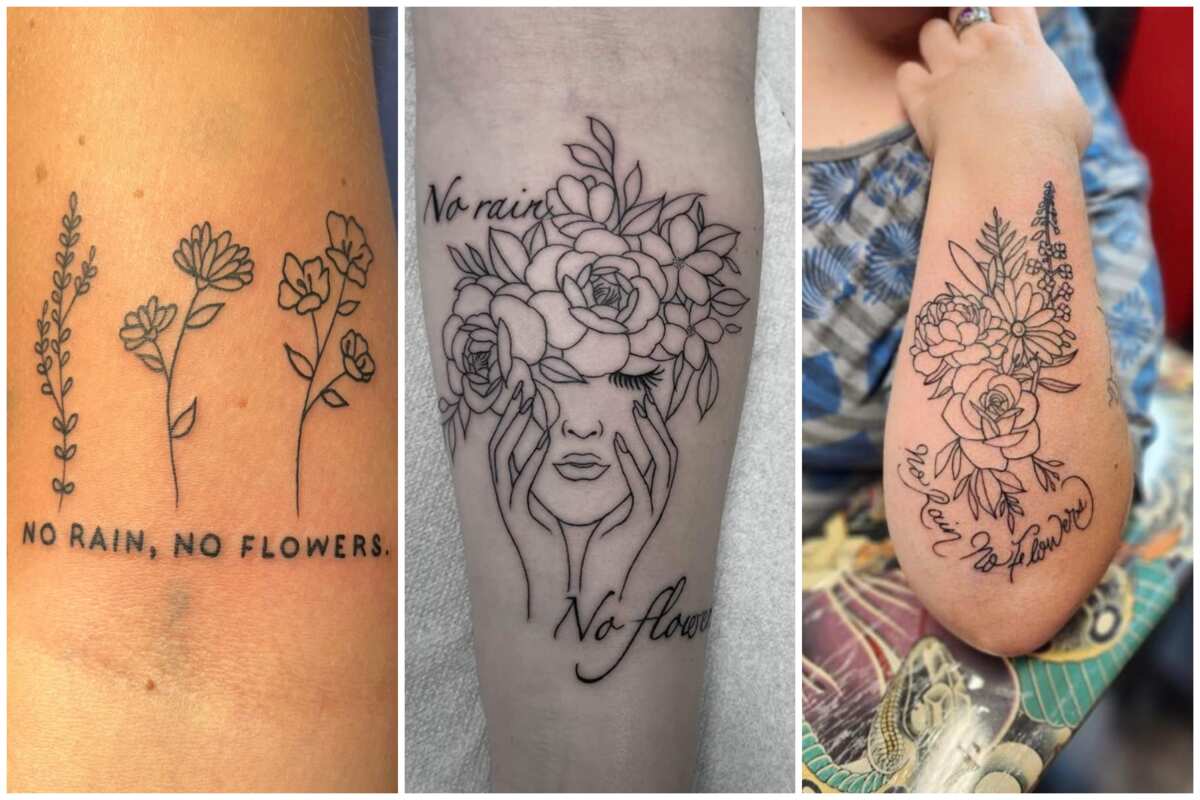 SIMPLY INKED No Rain No Flowers Temporary Tattoo Designer Tattoo for all  Temporary No Rain No Flower Tattoo  JioMart