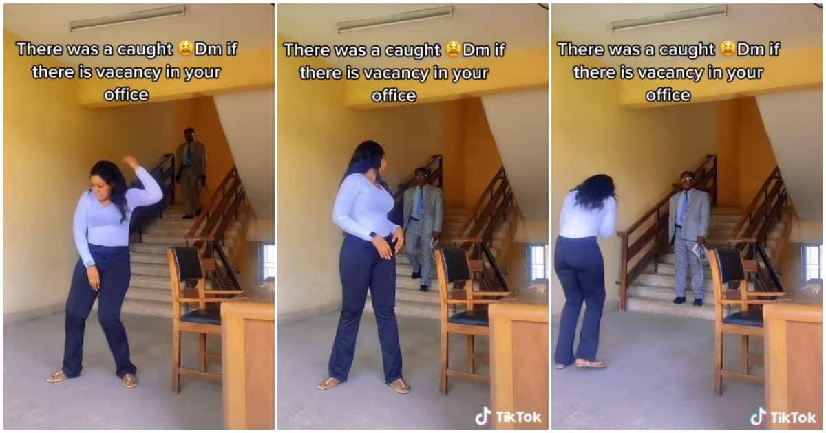Sugarcane, pretty Nigerian lady dances at office, male boss, boss catches her