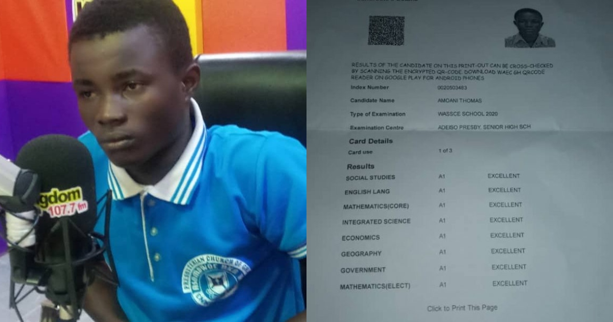 Double Glory: Adeiso SHS graduate who scored 8A's gets another scholarship