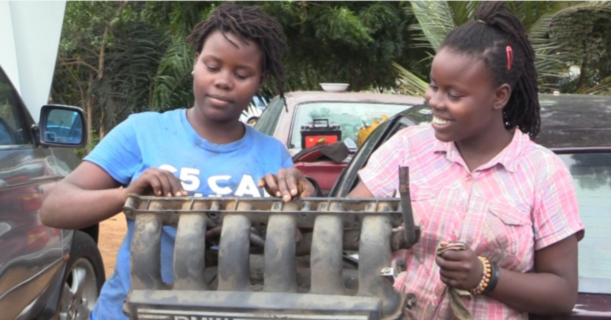 Gloria & Glorine: Meet the 14-year-old twins who quit school to learn mechanical work at a fitting shop