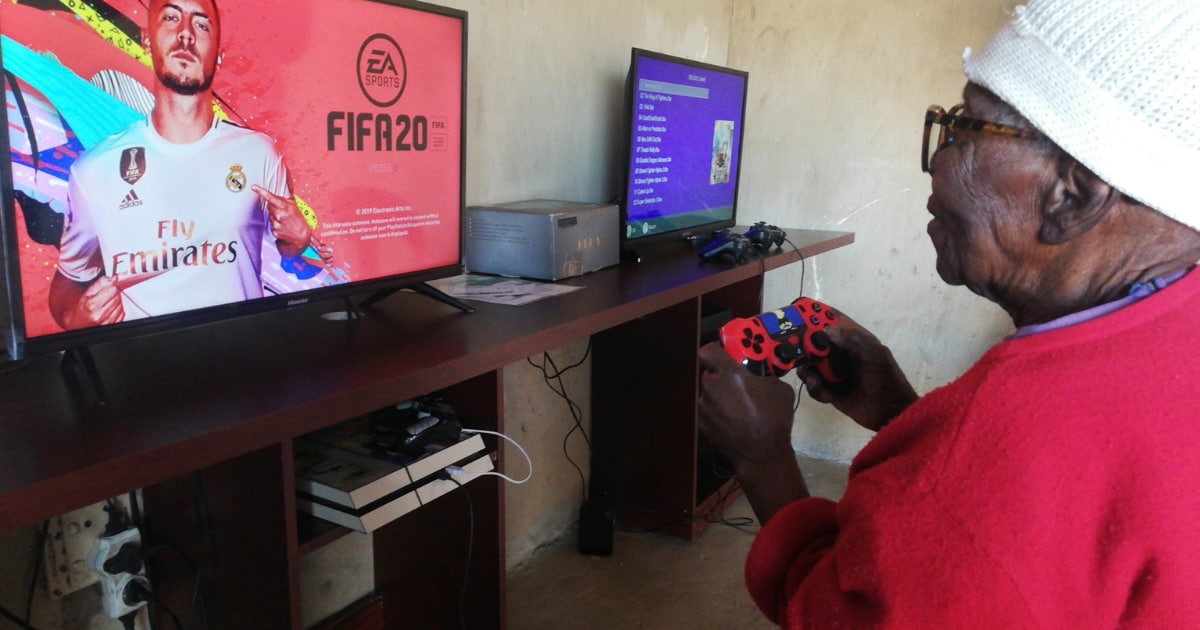 Bhut Fezile posted his 100-year-old gogo playing games.