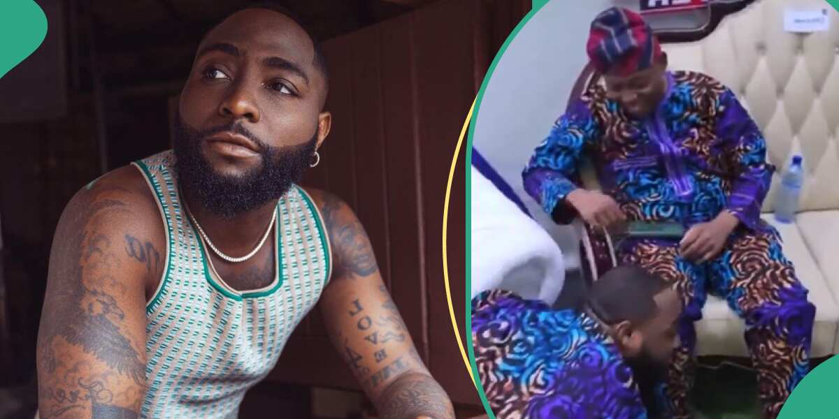 Davido: Video of singer repeatedly prostrating at family event in Ibadan trends: "Proper Yoruba man"
