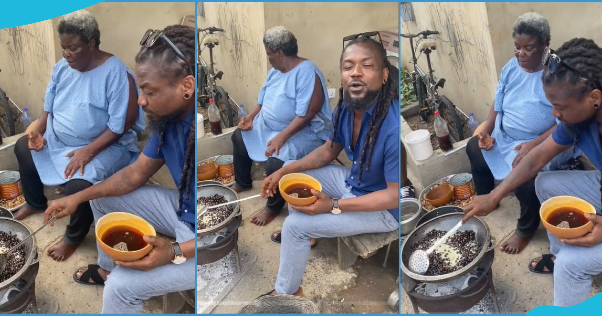 Samini visits his mother; fries nuts with her beautiful video