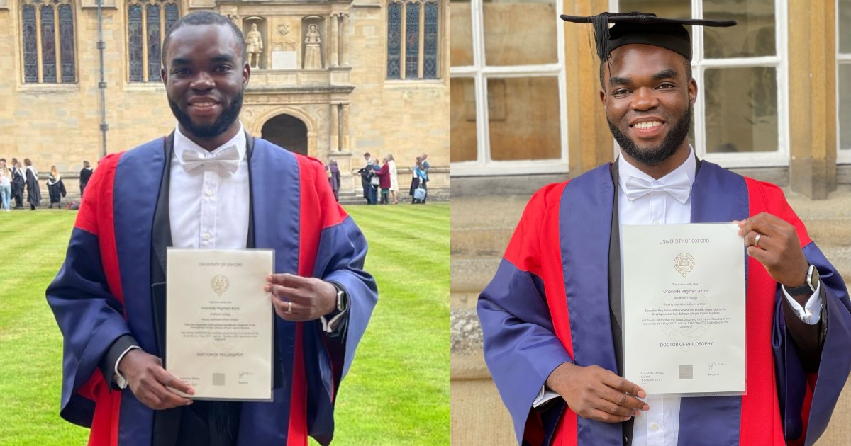 Reginald Aziza becomes a PhD holder from Oxford University