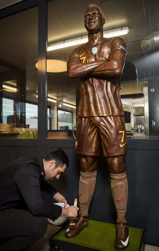 New 120kg Cristiano Ronaldo statue unveiled - and it's made entirely of chocolate