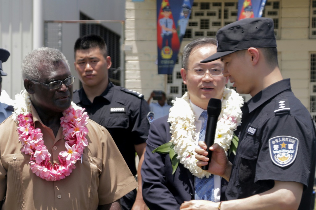 At a ceremony in the capital Honiara Friday led by Prime Minister Manasseh Sogavare, China handed over two water cannon trucks, 30 motorbikes and 20 SUVs to the Solomons' police force