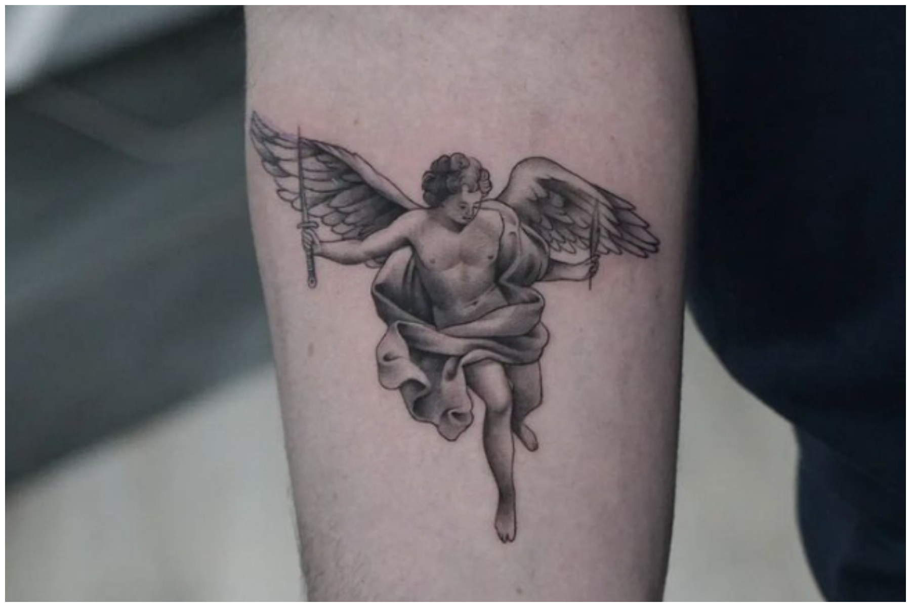 small-angel-wings-tattoo-wrist-tattoo-green-bushes-in-the-background | Tiny  tattoos, Minimalist tattoo, Tattoos for women small